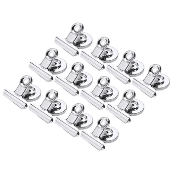 

12Pcs Strong Magnetic Clips Fridge Note Memo Holder Tool Metal Note Message Clips For Home Office Fridge Bindling Organizer