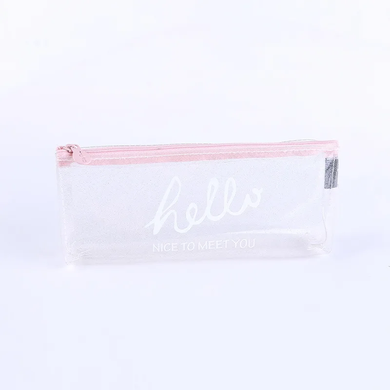 1pcs Transparent Pencil Cases for Girls Cute PVC Pen Bag School Supplies Stationery Pouch Kawaii Pencil Box Escolar