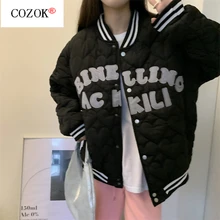 2021 Autumn and Winter Baseball Uniform Women's Cotton Clothing High Street Quilted Jacket Jacket Warm Fashion Sweet Girl