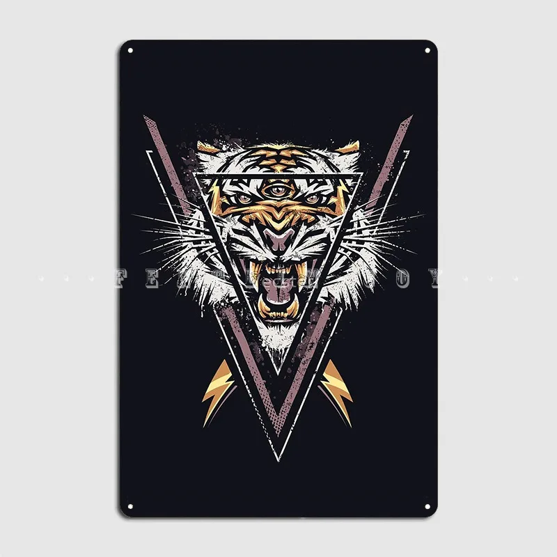 

Thee-Eyed Tiger Metal Plaque Poster Wall Cave Living Room Design Plates Tin Sign Posters