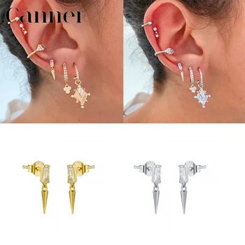 

Canner 925 Sterling Silver Stud Earrings Creative Zircon Rivet Dagger Shape Earrings For Women Fine Jewelry pendientes Aretes W4