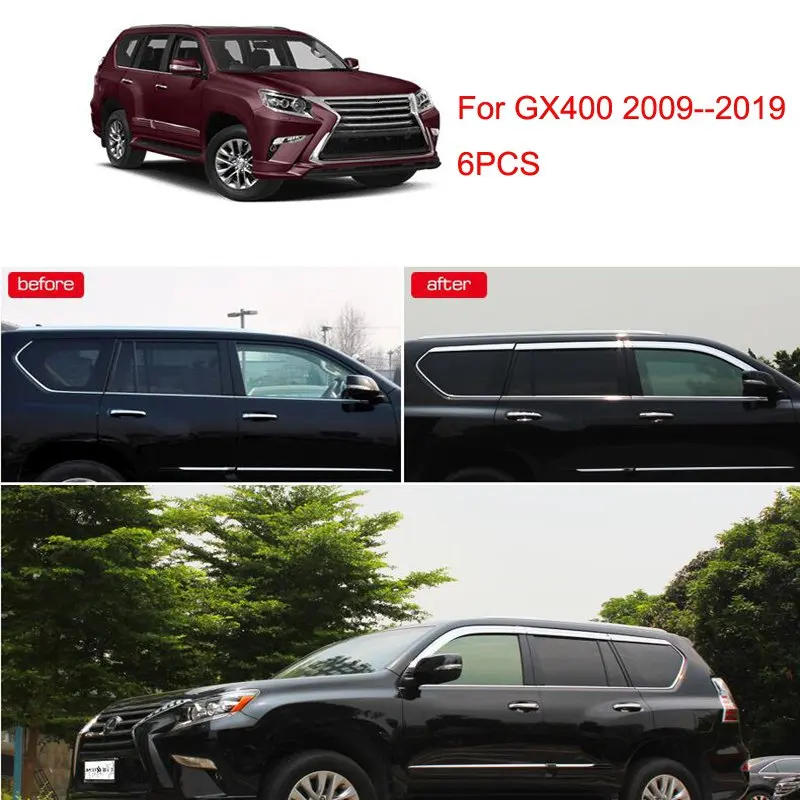 Для LEXUS NX/RX/GX400 6 шт. ABS Хромированная Автомобильная дверь, окно, ветровой козырек, формовочные навесы, защита от дождя, защита от солнца, ветровая защита, вентиляционное отверстие - Цвет: GX400 09-19
