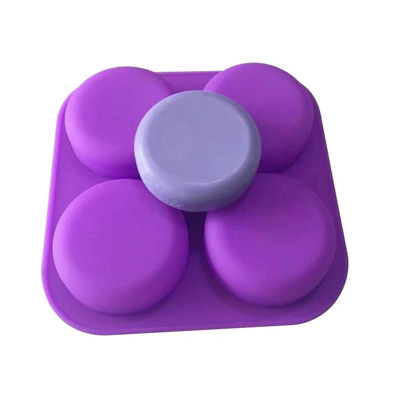 4 Cavity Round Circles Silicone Soap Molds Cake Decorating Tools Chocolate Fondant Muffin Baking Soap Molds Heat Resistant