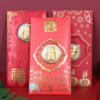 

2021 New Year Coin Ox Commemorative Chinese Zodiac Souvenir Coins Red Envelopes Art Craft Gift Collection Decor