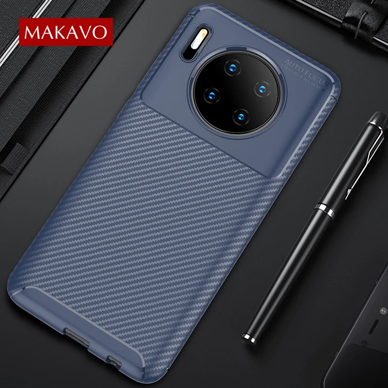 Для huawei mate 30 Чехол из углеродного волокна Полная защита Мягкая силиконовая задняя накладка чехла из ТПУ для huawei mate 30 Pro Чехол - Цвет: Blue