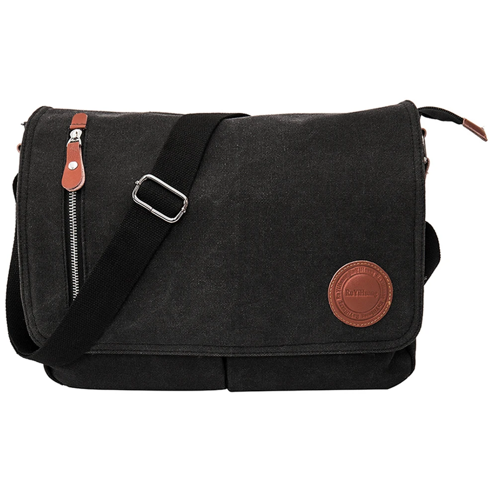 Мужские сумки-мессенджеры на плечо для мужчин, холщовые кожаные сумки через плечо, качественные роскошные дизайнерские сумки от известного бренда masculina - Цвет: Black
