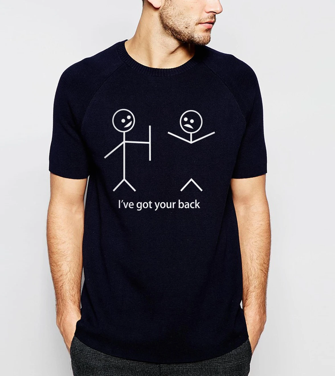 

Summer T Shirt Men Tshirt Funny Short Sleeve I Have Got Your Back Stick Figure T-Shirts Cotton Loose Camiseta Tops Tees Shirts