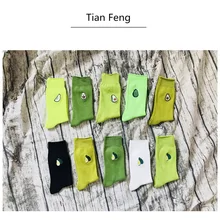 Гольфы Женские японские джокер мультфильм вышивка Авокадо Фрукты флуоресцентные зеленые носки женские хлопчатобумажные носки женские носки