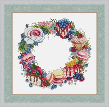 

ZZ1713 DIY Homefun Cross Stitch Kit Packages Counted Cross-Stitching Kits New NOT PRINTED Cross stich Painting Christmas Wreath