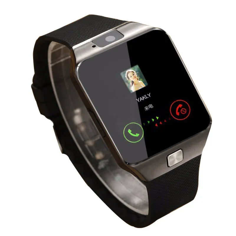 AIQIU DZ09 Смарт часы Цифровые мужские часы для Apple iPhone samsung Android мобильный телефон Bluetooth SIM TF карта камера - Цвет: Black