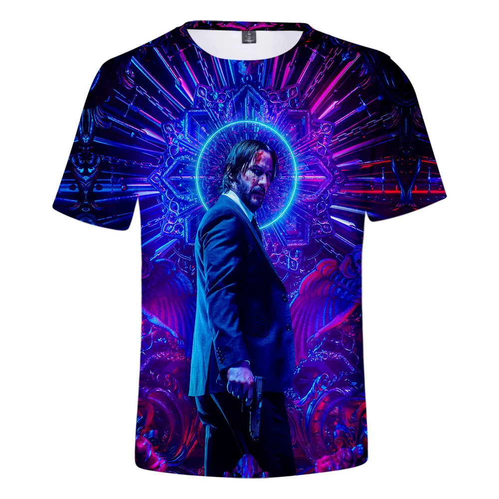 

John Wick 3 2019 New Arrival Regular Fit Unisex 3D Print Short Sleeves Pullover T-shirts Plus Size Women Tees