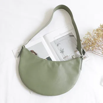 

Wide shoulder strap soft leather light shoulder bag retro waist bag Korean version of simple soft leather crossbody bag