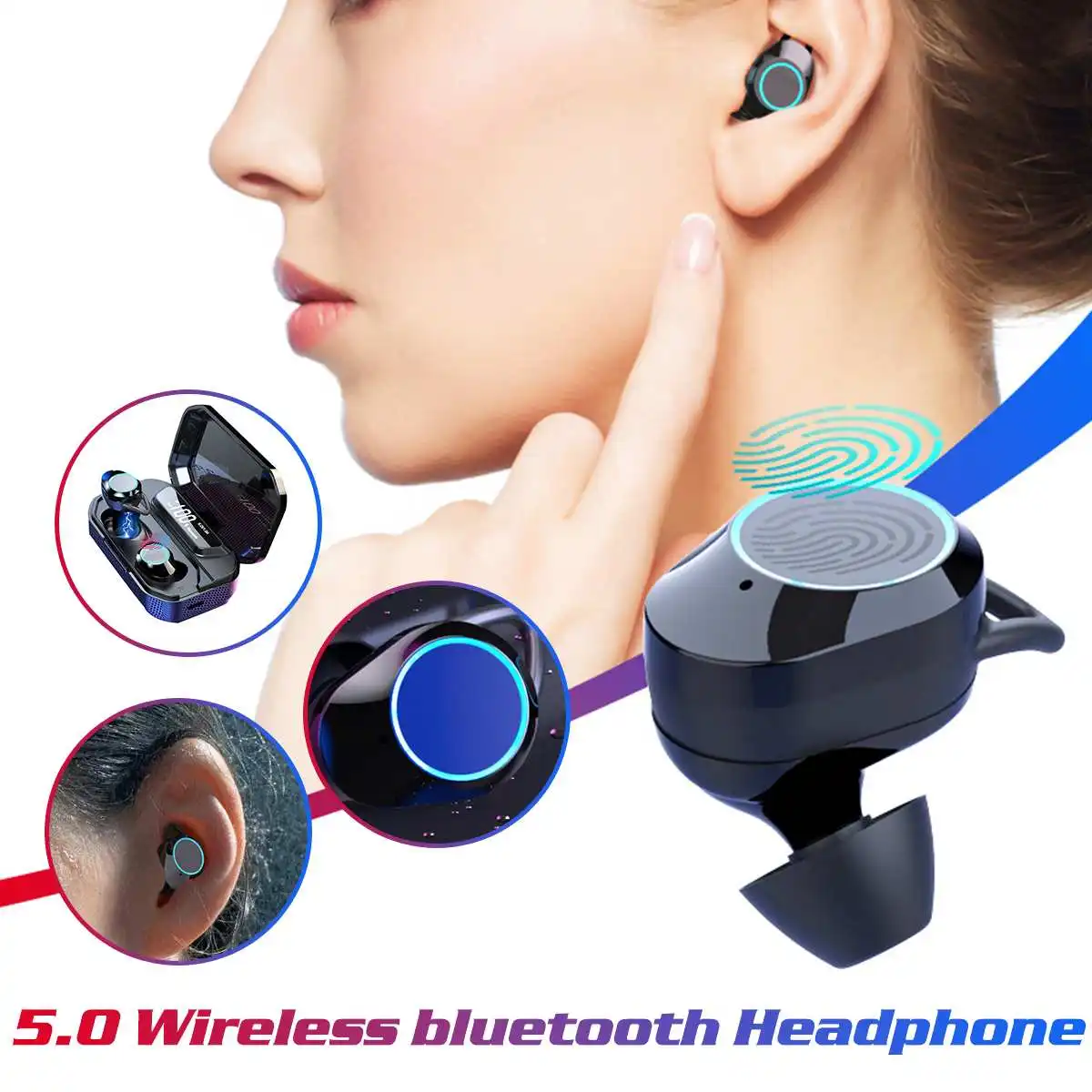G02 светодиодный дисплей bluetooth 5,0 наушники 3300 мАч Внешний аккумулятор TWS Беспроводные водонепроницаемые спортивные стерео наушники гарнитура