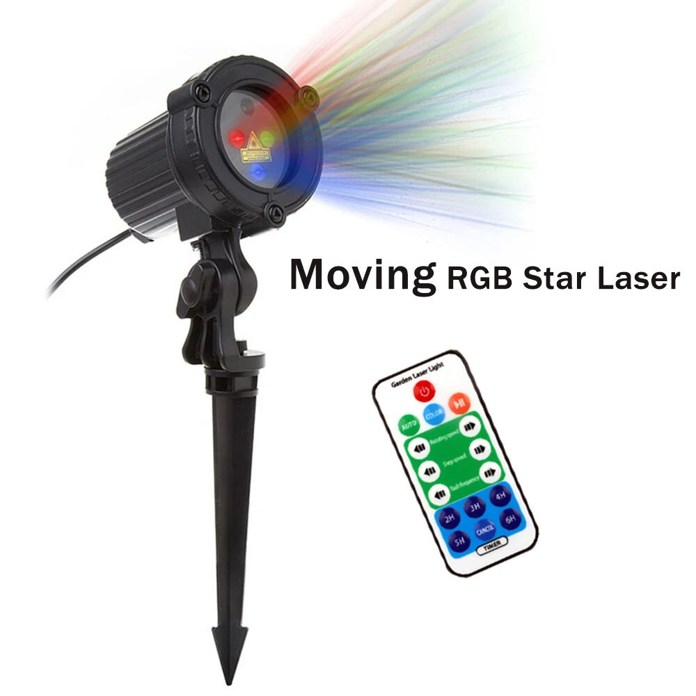 Economici RGB Laser Luci Di Natale in movimento Stelle Rosso Verde Blu docce Proiettore Giardino Esterno Impermeabile IP65 Decorazione con Telecomando