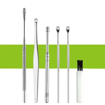 

Stainless Steel Spiral Ear Pick 6-piece Set Stainless Steel Spiral Ear Pick Earwax Removal Cleaning Ear Care Tool Portable