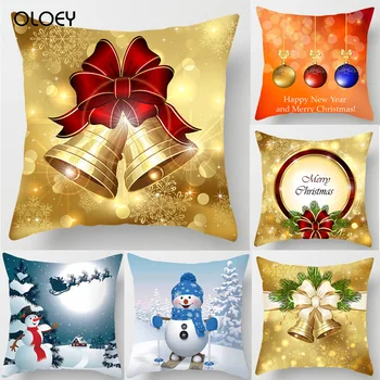 

New Year Christmas Santa Pillow Cases Women Men Square Pillow Case Cute Cartoon Pillow Covers Size 45*45cm Home Hotel Decoration