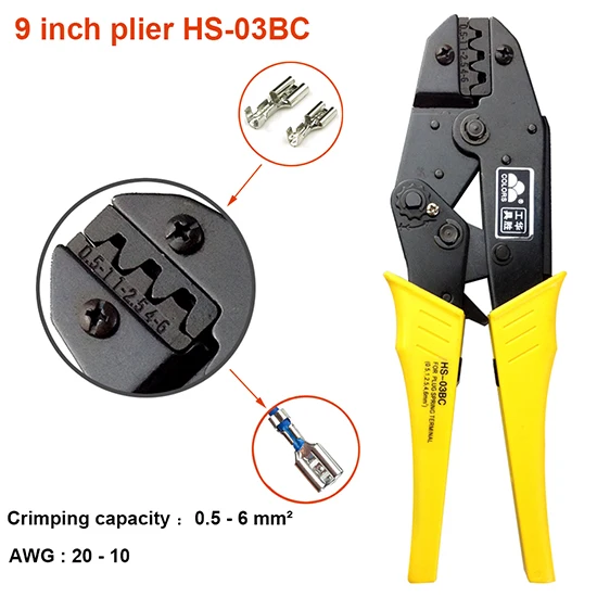 Набор обжимных инструментов HS-03BC плоскогубцы 8 челюстей для штепсельной вилки/трубки/изоляции/коаксиального кабеля клемм Щипцы Зажим ручные инструменты - Цвет: HS-03BC