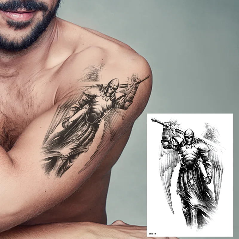 Cool Spartan Warrior Temporary Tattoos Sketchs For Men Boys Ancient Gladiator Fake Waterproof Big Arm Tattoo Stickers Ares Mars