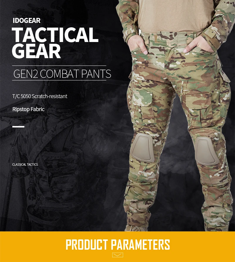 IDOGEAR тактические G2 брюки с наколенниками страйкбольные Брюки Мультикам CP gen2 Мультикам для охоты черный 3206