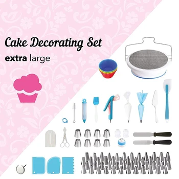 

Meibum Cake Decorating Tools Pastry Nozzles Converter Cream Bag Turntable Scraper Icing Piping Tips Confectionery Baking Sets