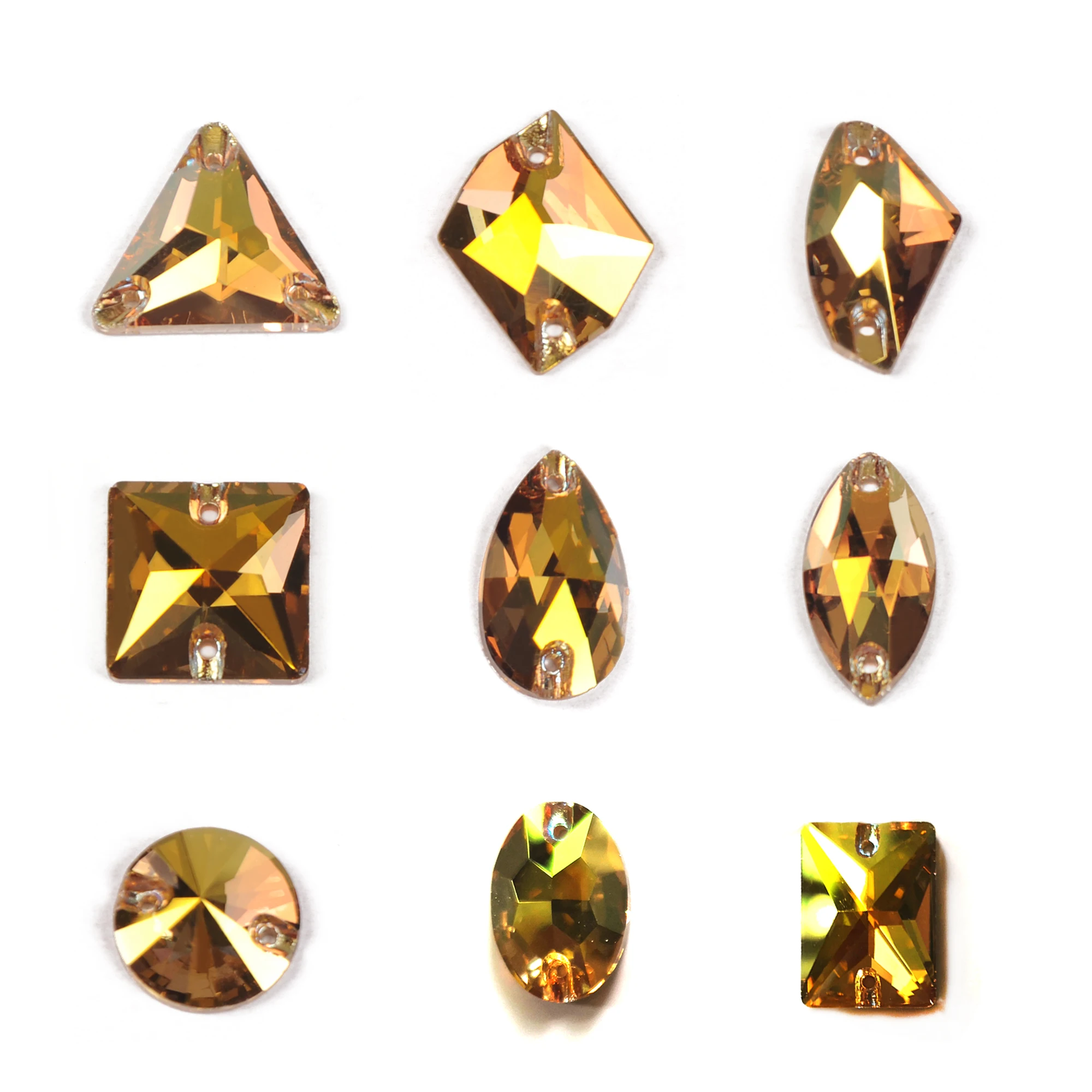 Sparkly Sew On Rhinestones Sunshine Gold Shiny Strass Sew On Rhinestone