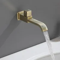 Tuqiu ก๊อกน้ำอ่างล้างหน้าเท่านั้น Cold Brushed Gold ห้องน้ำก๊อกน้ำผนัง Bathroo ก๊อกน้ำห้องน้ำอ่างล้างจานอ่างล้างหน้าชุด 1