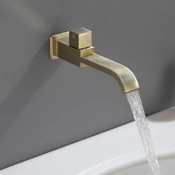 Tuqiu ก๊อกน้ำอ่างล้างหน้าเท่านั้น Cold Brushed Gold ห้องน้ำก๊อกน้ำผนัง Bathroo ก๊อกน้ำห้องน้ำอ่างล้างจานอ่างล้างหน้าชุด 1