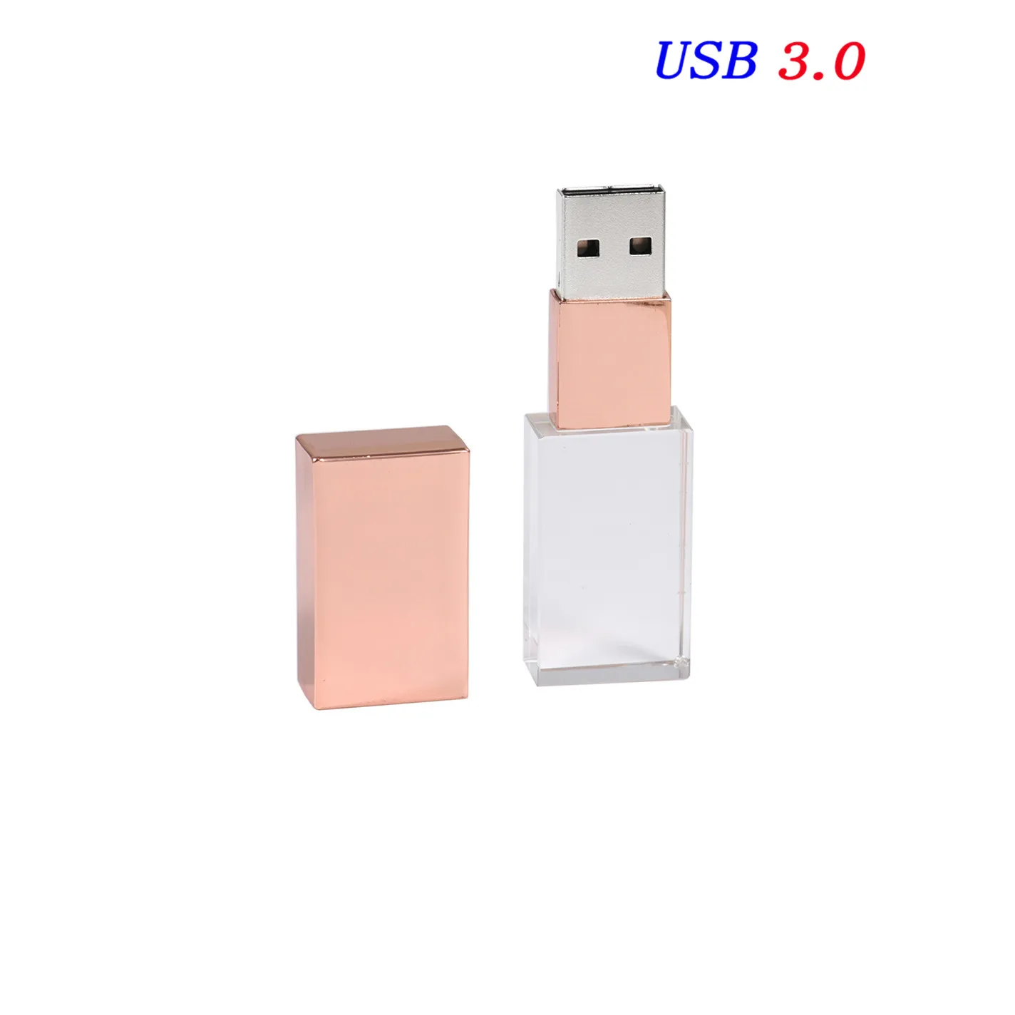 JASTER Кристальный usb палочки 3D Распечатать собственный логотип 4 Гб 16GGB флеш-накопитель USB 32 Гб 64 Гб прозрачное стекло(более 10 шт бесплатный логотип - Цвет: rose gold