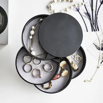 

4 Layers Rotating Round Plastic Storage Box Cosmetic Storage Box Earrings Rings Holder Makeup Organizers Holder Jewelry Storage