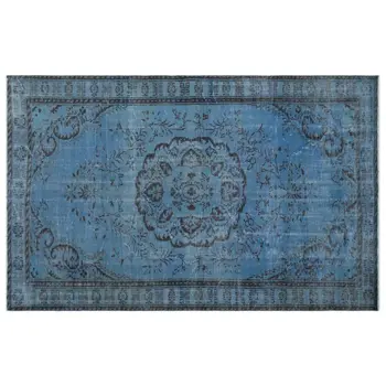 

Handmade Blue Vintage Overdyed Turkish Area Rug 182x287 Cm-5'12''X9'5''