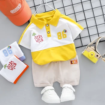 

Toddler Clothes Baby Boys Summer Partchwork T-shirt Shorts 2 Pieces Children Outfits Short Sleeve Newborn Costume NO 86