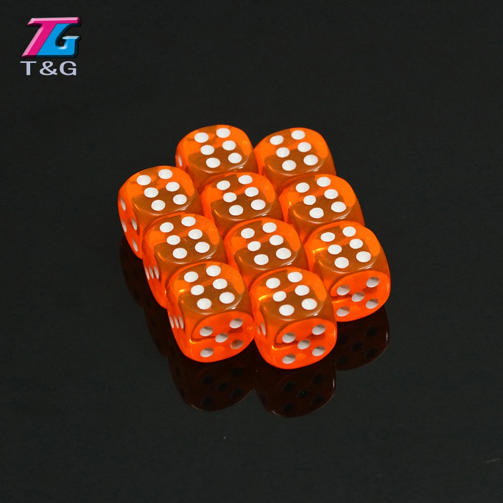 Colorful 14mm 10pcs/set Acrylic Transaprent d6 Dice 6 sided gambling red blue green yellow purple for Drinking Board Game|d6 dice set|dice board
