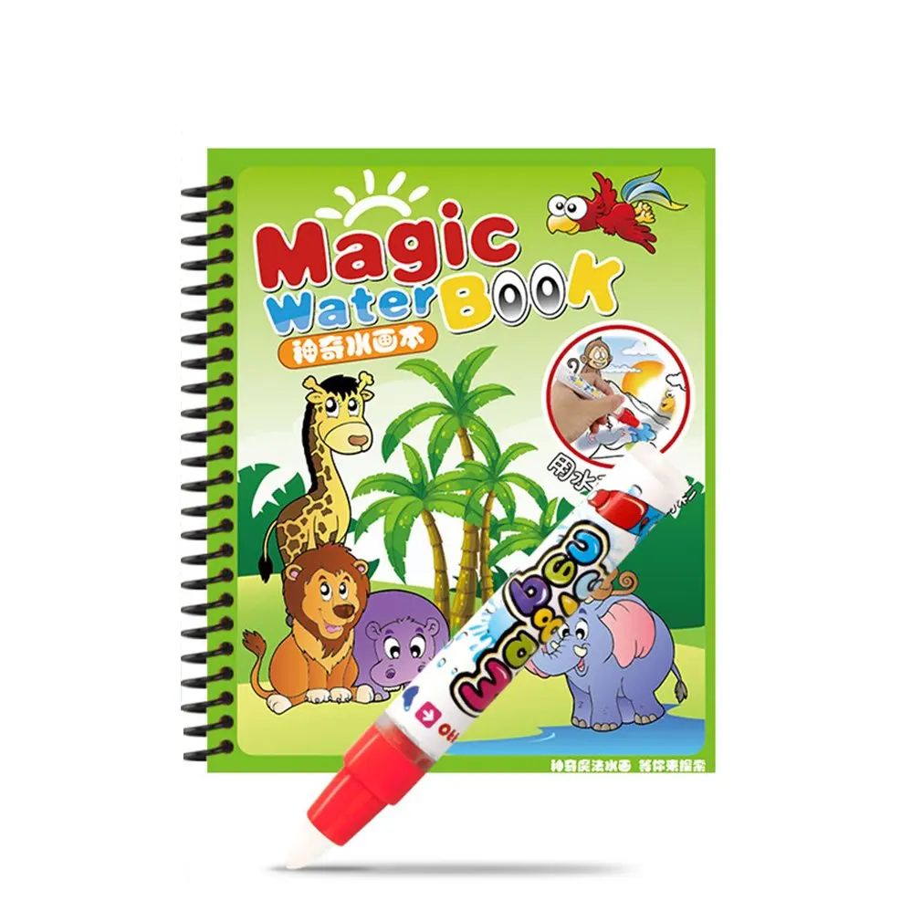 Монтессори книжка-раскраска каракули и волшебная ручка детский водной альбом для рисования для детей Волшебная Вода Рисование книга подарок на день рождения - Цвет: animal