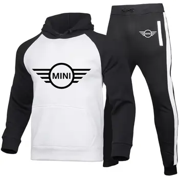 

2020 New Men's Hoodie MINI Race Car Logo Printing High Quality Cotton Casual Hooded Zipper Jacket Sweatpants Suit 2 Pieces