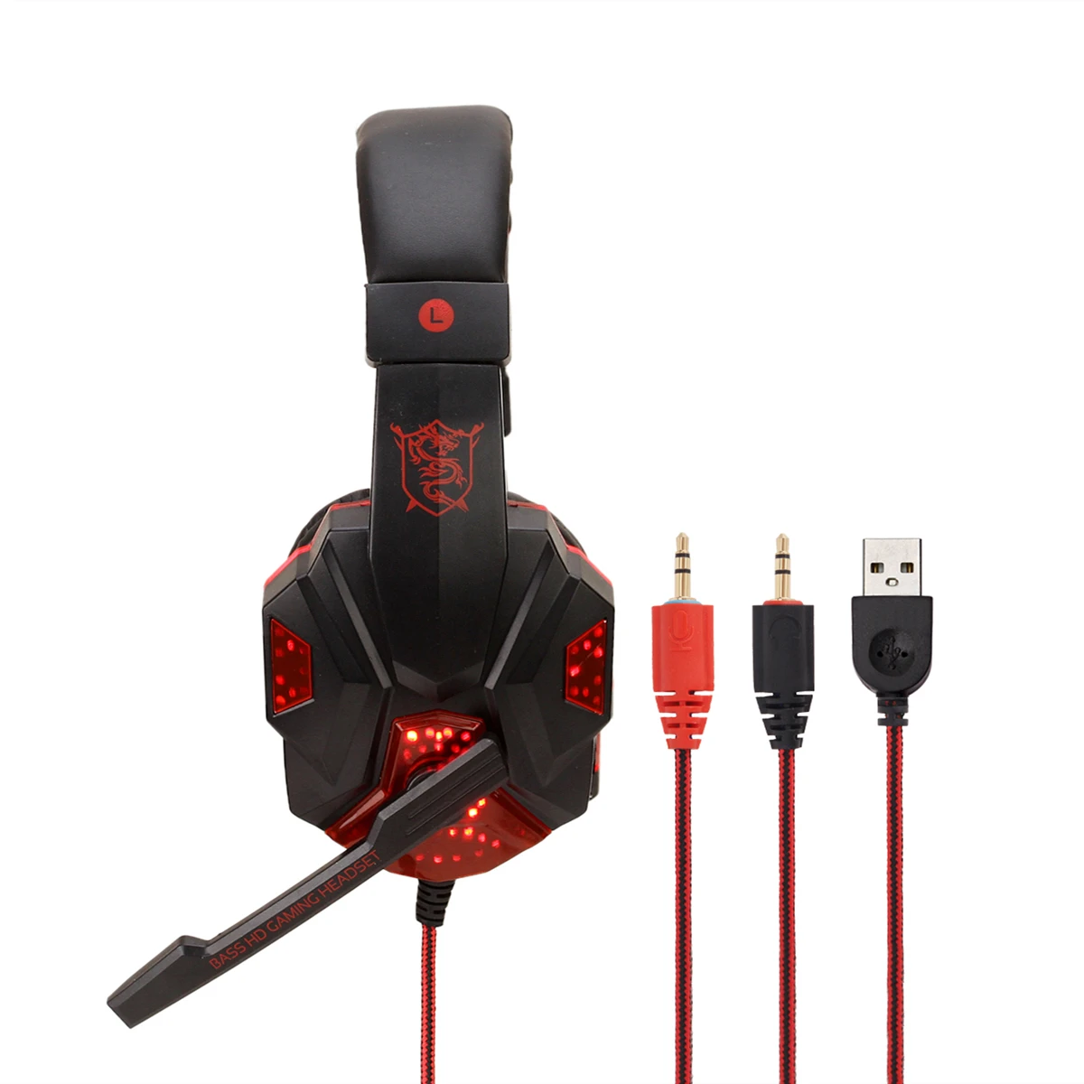 

LED professional lighting gaming headset, player dedicated headset with microphone, PC, phone dual plug