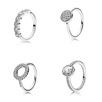 

Silver Color Ring Charms Diy Round Big Cz Crystal Finger Ring For Women Party Jewelry