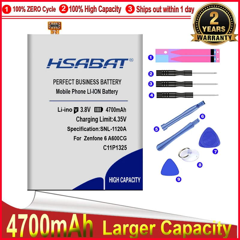 HSABAT larger capacity 4700mAh C11P1325 Battery For ASUS ZenFone 6 ZenFone6 A600CG T00G A601CG | Мобильные телефоны и