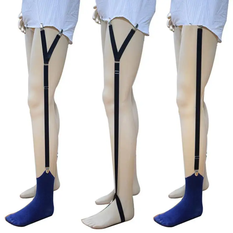 

Mens Fashion Shirt Y Shape Stays Garters With Non-slip Locking Clips Adjustable Elastic Shirt Holders Straps Sock Garter
