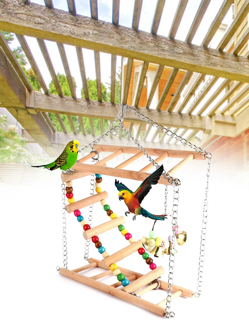 Fun Parrots Toys Bird Swing Exercise Climbing Hanging Ladder Bridge Wooden Rainbow Pet Parrot Macaw Hammock 1 Fun Parrots Toys Bird Swing Exercise Climbing Hanging Ladder Bridge Wooden Rainbow Pet Parrot Macaw Hammock 3