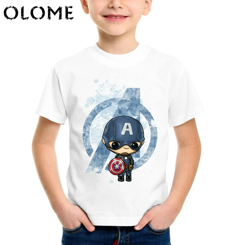 Мультяшный супергерой футболки для мальчиков Человек-паук Капитан Америка Мстители Забавная детская Футболка Бэтмен короткий рукав хлопок Одежда для мальчиков - Цвет: f81318
