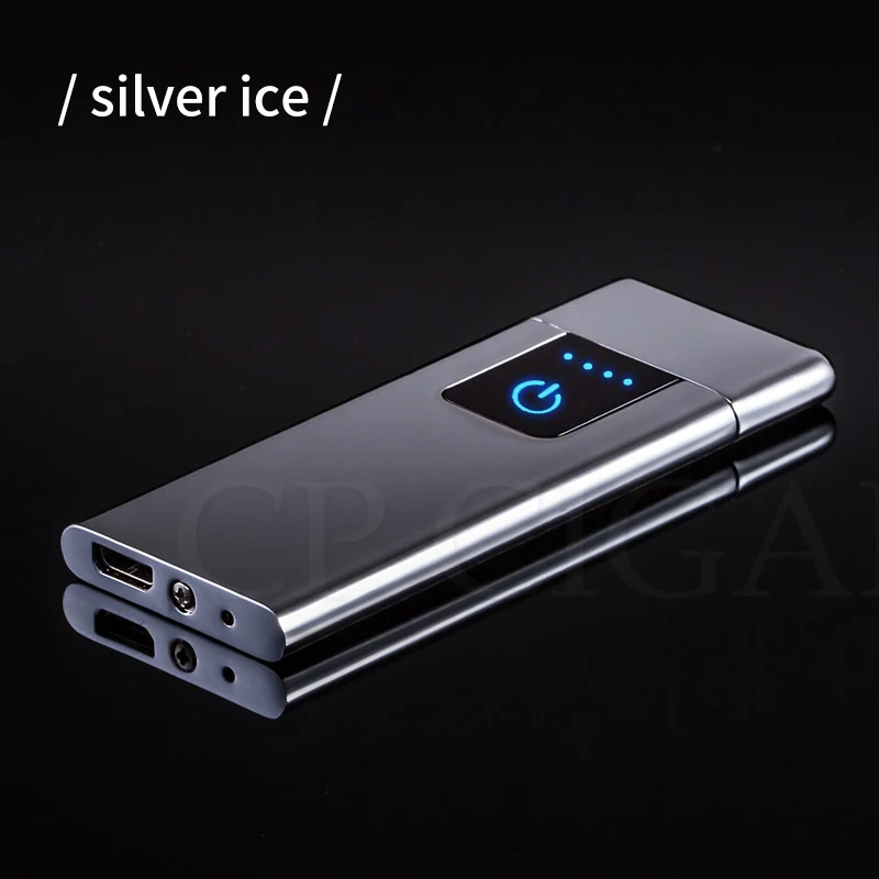 GALINER электронная Usb Зажигалка металлическая мини-зажигалка для сигар карманная наружная перезаряжаемая Зажигалка для сигарет электрическая курительная пожарная - Цвет: Silver