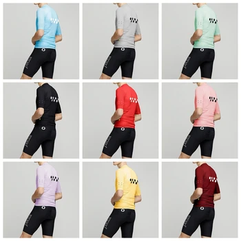 

The pedla go pro cycling set SHort sleeve jersey and black bib shorts Colorful bicycle riding suit Rainbow color racing wear