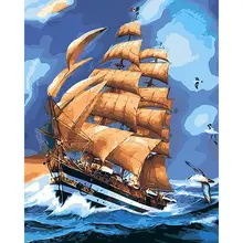 

PhotoCustom Paint By Number Boat Landscape Drawing On Canvas HandPainted Art Gift DIY Pictures By Number Sea Kits Home Decor