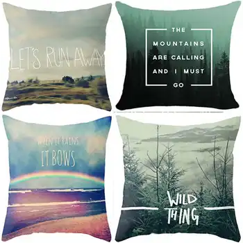 

Fashion 18'' Blue Quote Ocean Beach Pillowcase Pillow Cover Car Sofa Waist Soft Back Cushion Cushion Case Room Decor Gifts