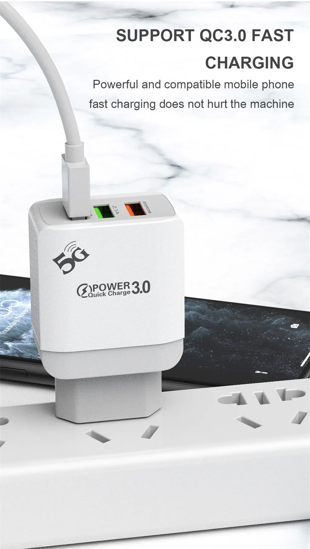 Зарядное устройство Ottwn Quick Charge QC 3,0 Smart Fast 3 USB для Xiaomi samsung huawei, адаптер быстрой зарядки мобильного телефона