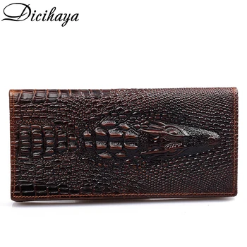 

2020 DICIHAYA Brand New Pu Leather Men's Wallets Crocodile Pattern Long Men Wallet Coin Purse Money Bag Male Credit Card Holder