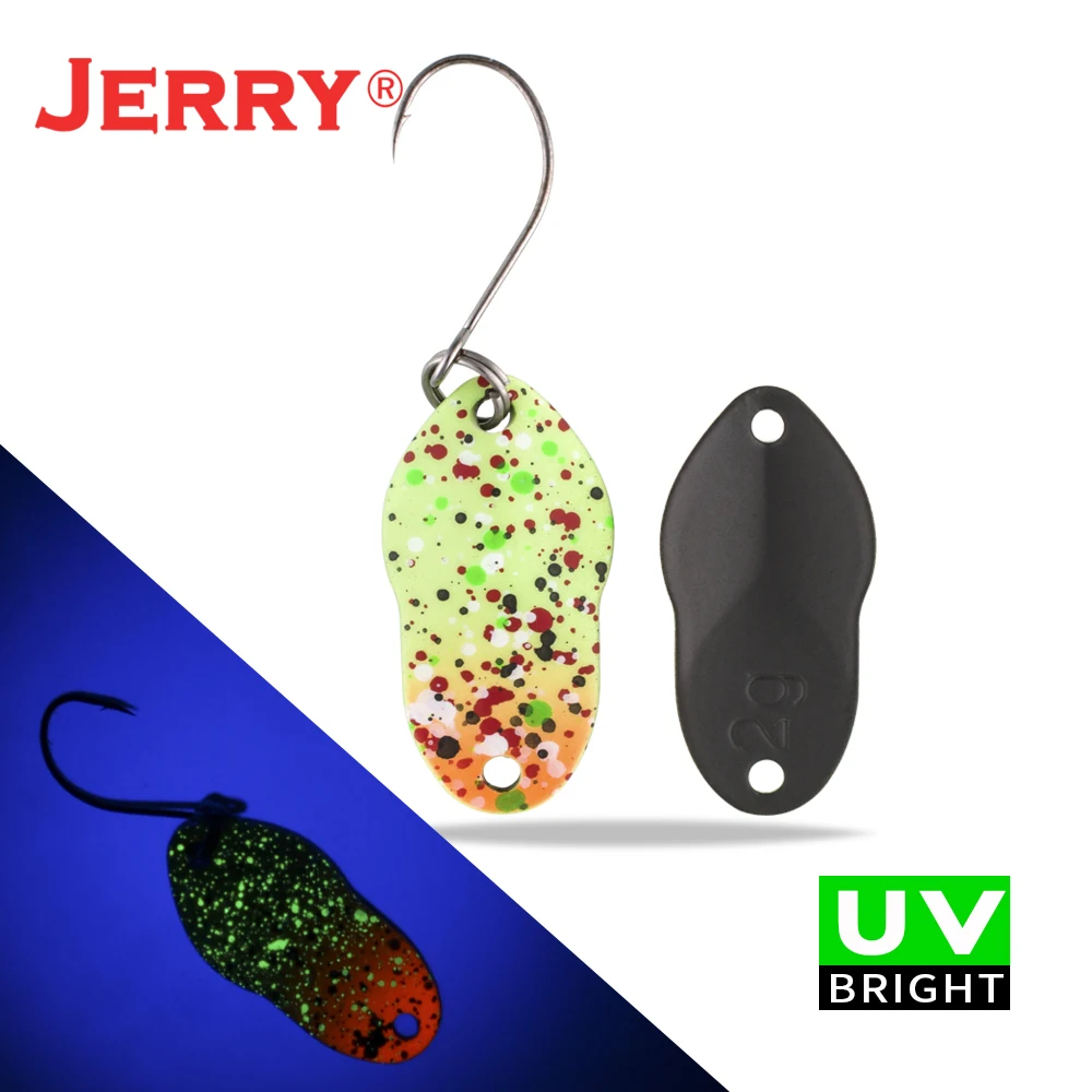 Jerry 2 г 3 г микро рыболовные приманки сверхлегкие латунные металлические жесткие приманки один крючок пресноводная зона форель Щука окунь ложка безделушка pesca - Цвет: green orange