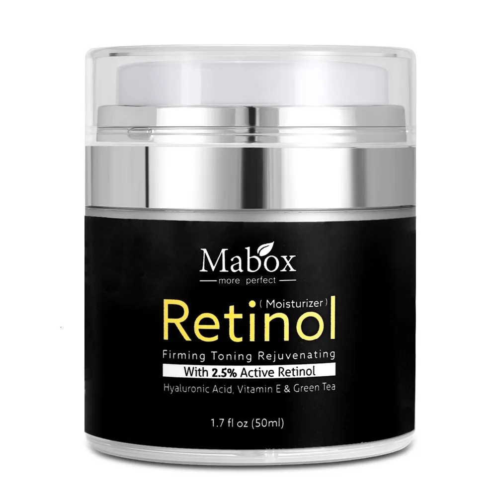 MABOX Retinol 2.5% увлажнитель для лица крем против старения акне Гиалуроновая кислота витамин е и зеленый чай отбеливающий крем для кожи Прямая поставка