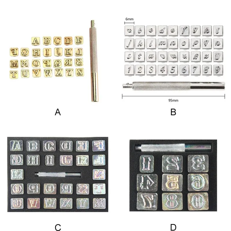 1set DIY Leather stamp tool Printinting tool stamping Alphabet Letter Number Leather Tool