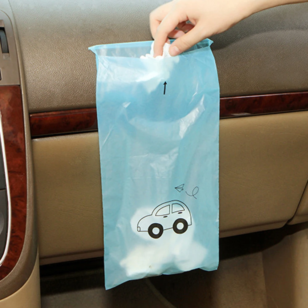 50pcs Garbage Bag Disposable Self-Adhesive Trash Rubbish Bag for Kitchen and Car Seat Back